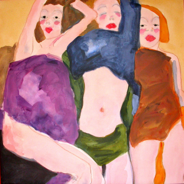 Tres muchachas de Egon -100x100 - Mixta Lienzo -2005 - VENDIDO